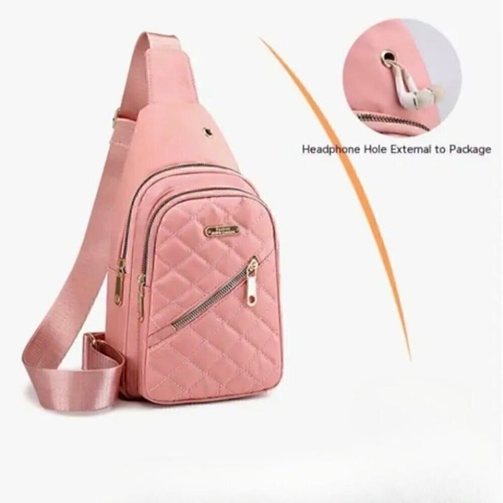 Women's Crossbody Shoulder Bag Sling Bags Chest Fanny Packs Backpack Pink - Picture 8 of 13